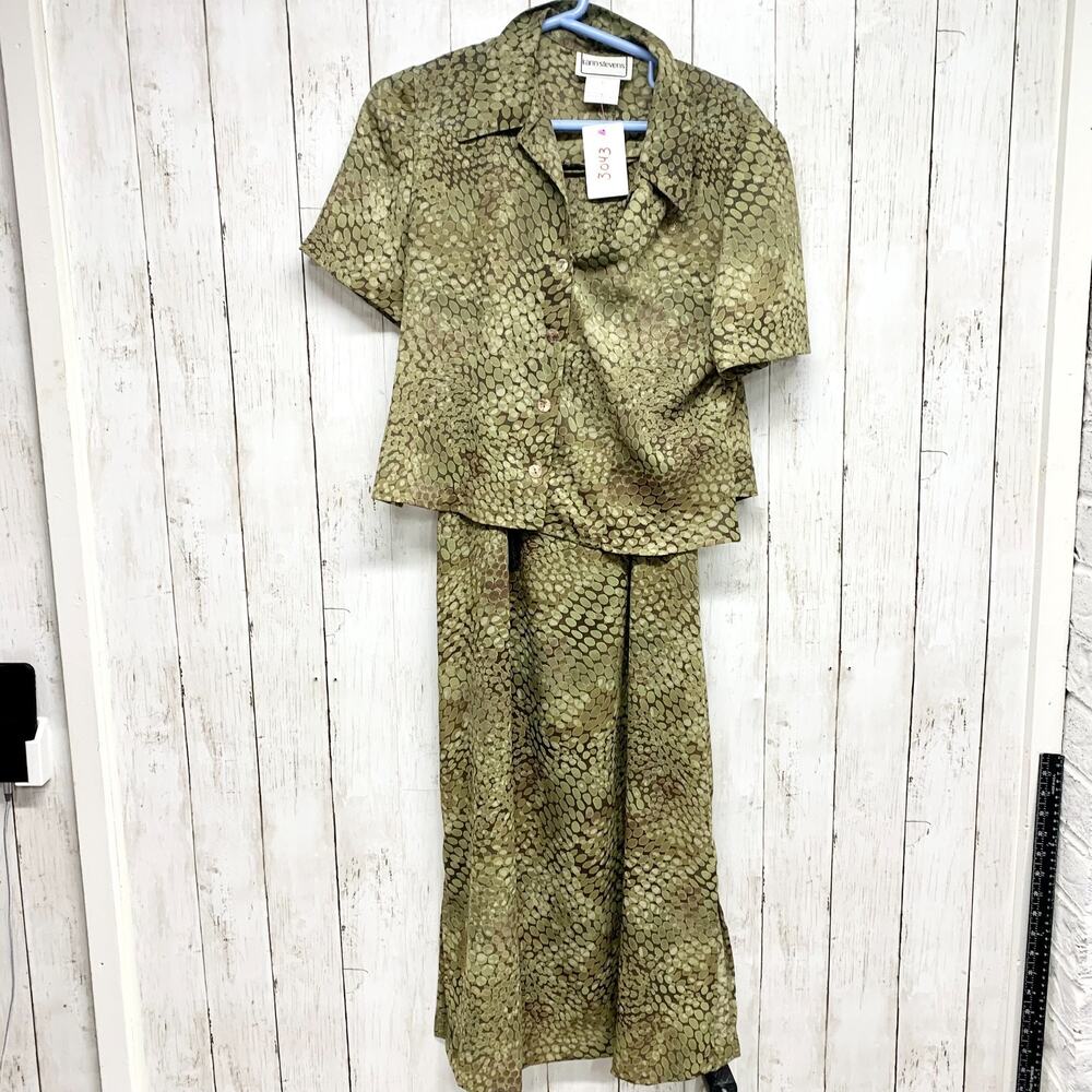 Vintage Karin‎ Stevens Set Women Size 8 Collared Button Down Short Sleeve Skirt